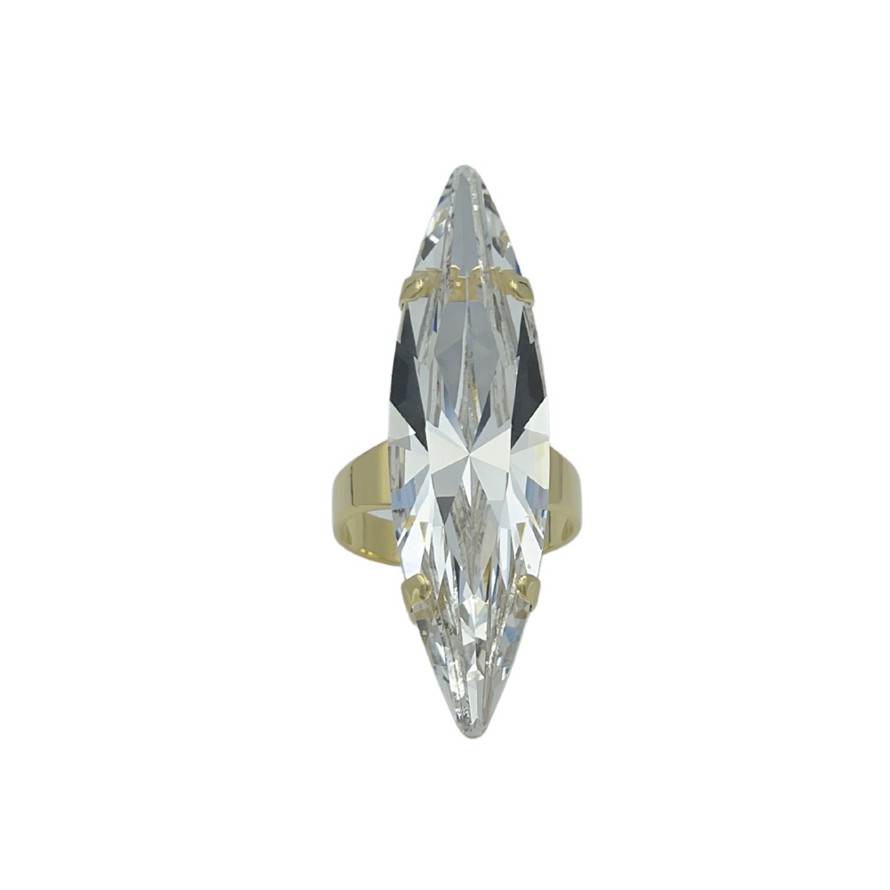 Cailin Gold Crystal Band Ring in White Crystal